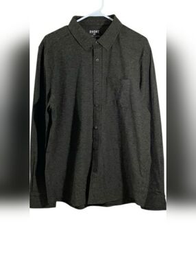 RHONE Men's Dark Gray Long-Sleeve Button-up Shirt Large Pocket